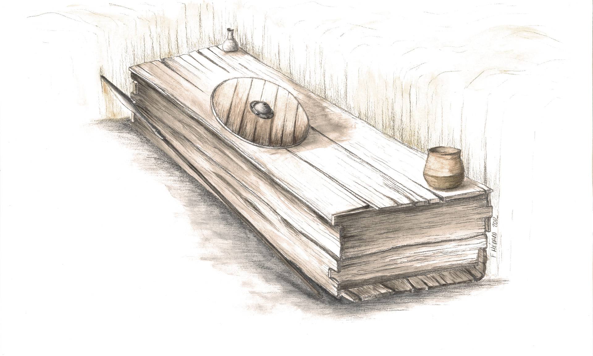 Restitution d’une sépulture à coffre en bois d’époque mérovingienne - Fabienne Médard
